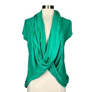 Alice Olivia Womens Draped Infinity Scarf Cardigan Sweater Green size Small